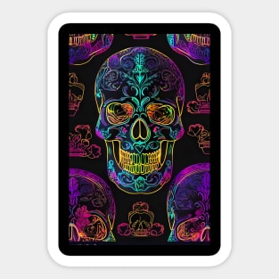 Neon skull pattern Sticker